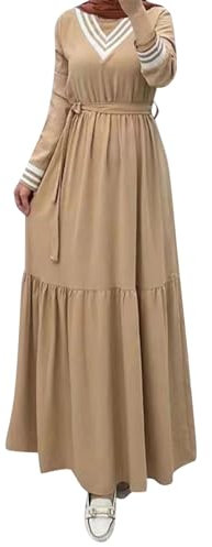 Abaya Muslim Damen ohne Kopftuch Mädchen Damen Sommer bequem lässig süß vielseitig mehrfarbigmuslimisches Kleid Kaftan Arab Jilbab Abaya Islamische Spitze Nähen Maxikleid A21