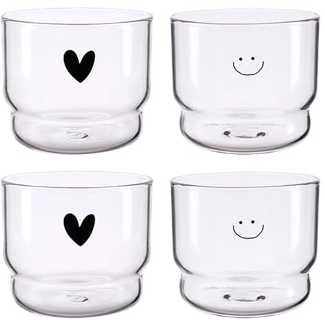Greyoe Bicchieri da dessert, 4 pezzi trasparente tazza da dessert rotonda budino bottiglia di vetro mini succo bevanda tazza resistente alle alte temperature per dessert gelato bevanda (C(4))