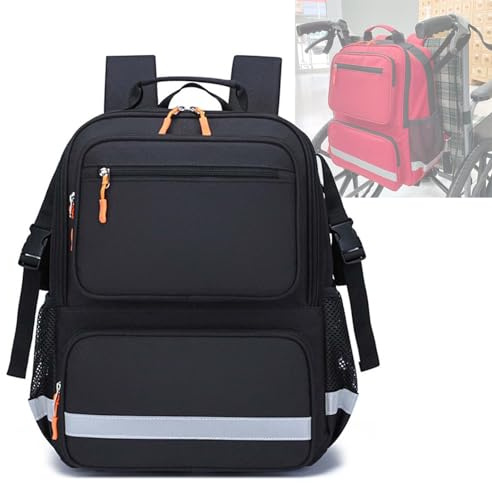 Cubstone Rollstuhl Rucksack, Multifunktions-Rollstuhl-Bag,Mobilitäts-Roller Universal - Große Kapazität Rollstuhlzubehör Rollstuhltasche Hinten - Wasserdichtes - mit Reflektierendem Streifen(A)
