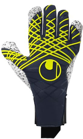 uhlsport Fußball Torwarthandschuhe Prediction Supergrip+ HN, 9, Marine/weiß/Fluo gelb