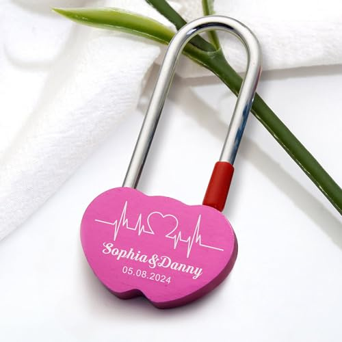 Personalised Padlock Engraved Love Lock Personalised Engraved Padlock for Bridge Love Locks for Her Him Girls Custom Gift Birthday Anniversary Wedding Christmas(Pink Design 2)