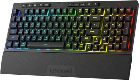 Redragon K515 PRO Shiva Kabellose RGB Membran Gaming Tastatur 98 Tasten | Lineare Schalter Makro Multimedia Tasten abnehmbare Handballenauflage