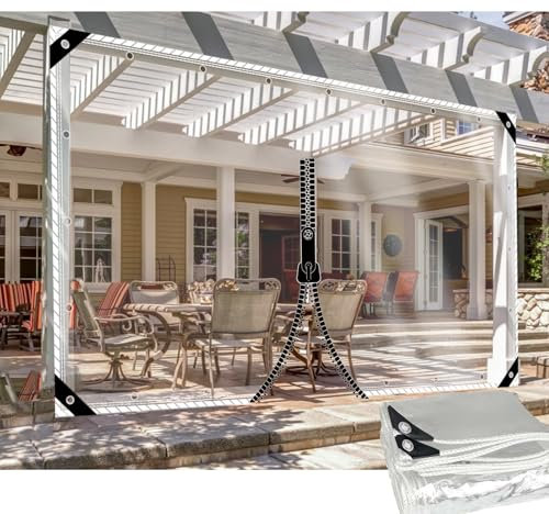 DGSFES Bâche de Protection Exterieur Bache Transparente avec œIllets 3,1mx4m,600g/m² Bache Epaisse PVC Impermeable avec 1 Porte Fermeture Eclair pour Terrasse Serre Jardin Pergola Poule
