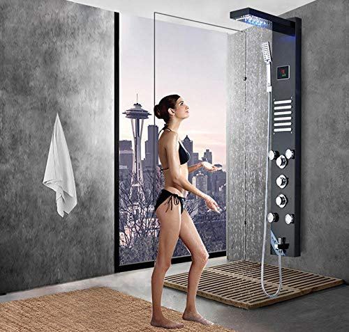 DRFGNF Pommeau de Douche Cascade, Colonne de Douche, Panneau Mural avec Jets de Massage pour Salle de Bain, Douche Doue