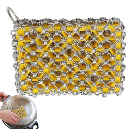 Lavanderia per camicia a catena in acciaio inox, lavapasseri in ghisa multiuso per | raschietto per padella in ghisa per padelle, olandesi