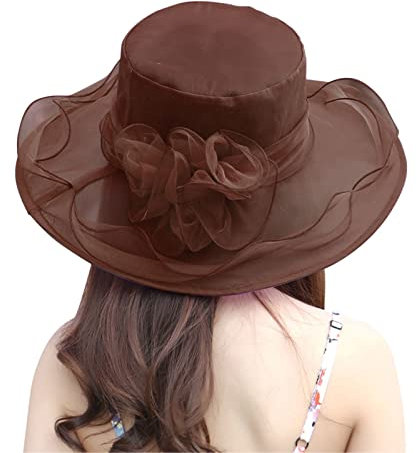 SRZYMJ Braun Organza-Fascinator-Hut, Organza-Hüte für Damen | Floraler Teepartyhut - Kirche Braut Teeparty Hochzeit Hut für Kapelle Event Sonnenhut Damen Sommer Fischerhut Frauen Basecap