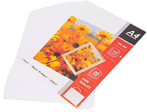 Mattes Fotopapier, 20 Stück Fotodruckerpapier, A 4 8,3 X 11,7 Zoll Dünnes Fotopapier für den Fotodruck, Glänzende Oberfläche, Wasserbeständig, Weit Verbreitet