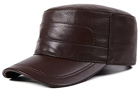 Klassische Herren-Militärmütze aus Leder, Baseballmütze, Flacher Hut, Verstellbarer Visierhut für den Außenbereich, Herbst und Winter Household faucets