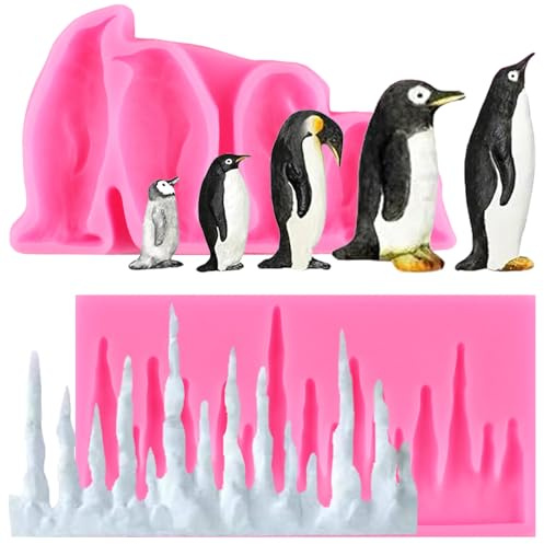 RFGHAC Carámbanos de pingüino de silicona para fondant para decoración de tartas, cupcakes, dulces, chocolate, pasta de goma, 2 unidades