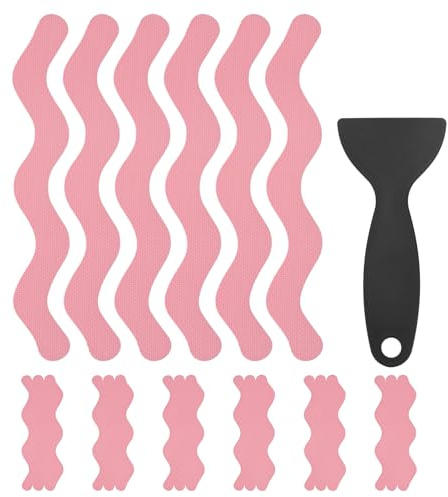 M METERXITY 24 PCS Anti Slip Shower Stickers Pink S Bathtub Non-Slip Stickers Safety Bathtub Strips Adhesive Decals with Scraper for Shower/BathTub/Stairs Steps/Floor/Ladders
