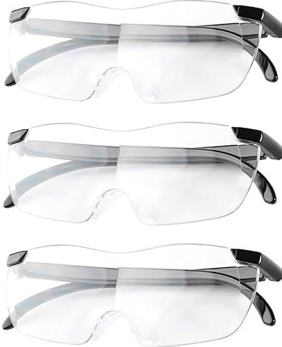 DBTW 3 Packs Lupenbrille für Brillenträger - 300%, 500%, 800% Vergrößerungsbrille, Lese Lupenbrille, Tragbare Leselupe mit Brillenetui, Naharbeit Anti- Blaulicht Leselupe für Nähen Handwerk Reparatur