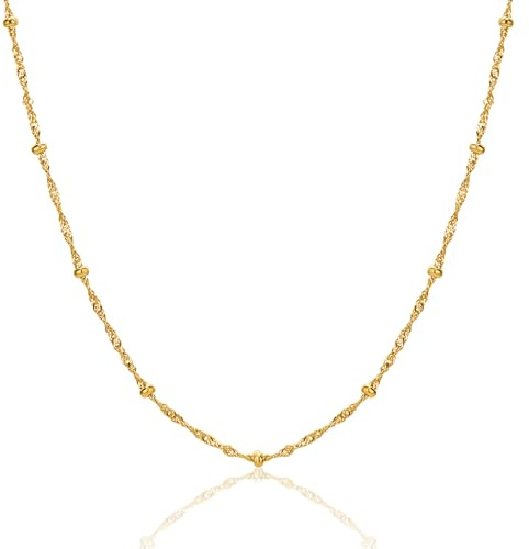 MIORE Schmuck Damen, Collier Kette Damen, Kette Silber Frauen 925/18 Karat Vergoldet, Fantasiekette, Silberkette 925 Ohne Anhänger, Halskette 44cm, Allergenfrei & Handgemacht