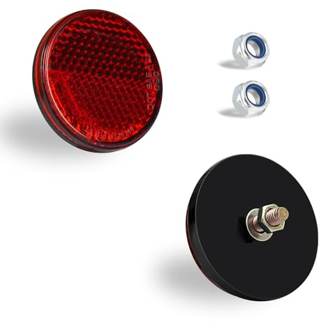 polarmotor Schraubbaren Reflektor 44mm Mini Rund Roter Rückstrahler Motorrad Reflektor, Reflektoren Fahrrad E-geprüft Katzenaugen mit Schraube,2 Stück
