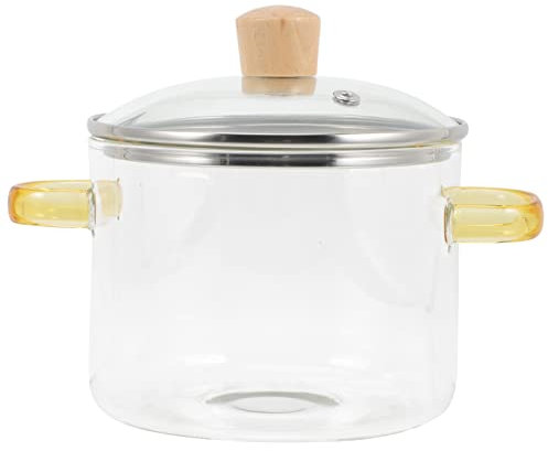 Mikinona Marmite En Verre Transparente 1500ml Résistant à La Chaleur Avec Couvercle Et Double Poignée Ustensile Cuisine Polyvalent Pour Cuisson Lente Et Pot De Soupe Maison