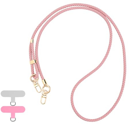 Fycyko Phone Lanyard, Crossbody Adjustable Woven Leather Phone Strap with 2 Tether Tabs Universal Anti-Theft Neck Phone Holder Compatible with Most Smartphones and Cases