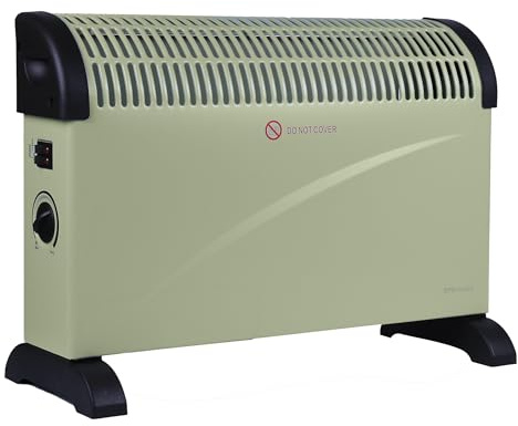EMtronics 2000W Portable Electric Convector Heater Radiator with 3 Adjustable Heat Settings and Over Heat/Tip Over Cut-Out Function - Sage Green