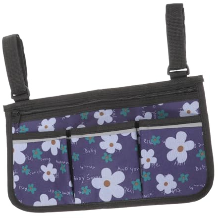 Rollstuhltasche für Armlehne mit 3 Fächern aus Oxford Cloth | Seitliche Aufbewahrungstasche, Verstellbare Gurte, Kompakt und Robust, für Rollstuhl und Scooter