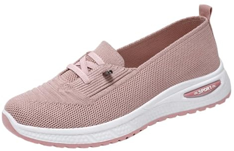 Ballerina fisknät - båtskor dam sneaker fritid sko dra på skor genombrutna espadriller vandringssko andningsbar sko låga skor tjock sula ballerina utomhusskor, pink, 38 EU