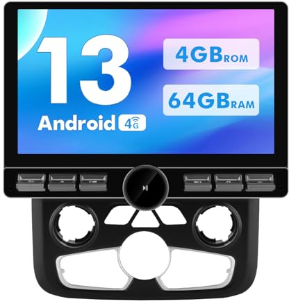 Junsun Qualcomm 8-Core Car Radio Stereo for Dodge Ram 2013-2019 1500/2500/3500 (4GB RAM 64GB ROM),10.6 HD IPS Touch Screen Built-in 4G LTE with Wireless Carplay Android Auto GPS WiFi BT SWC AUTO AC