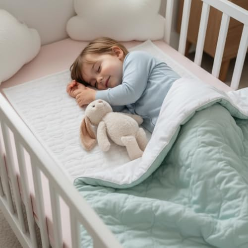 IMFAA Almohadillas de cama reutilizables para incontinencia, lavables e impermeables para adultos, niños y mascotas, ultra absorbentes, suaves, a prueba de fugas (blanco, cama de cuna (68 x 90