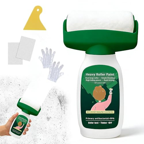 Wxeadu Brosse Roulante de Réparation Murale, 500g Peinture de Retouche Mur, Brosse à Rouleau Avec pâte de RéParation Murale Gants, Petit Portable Peinture de RéparationMurale pour Taches