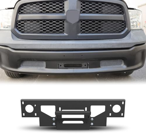 Nixon Offroad Front Bumper Winch Plate for 2013-2018 RAM 1500 & 2019-2024 RAM 1500 Classic, Compatible with Factory Front Bumper, W/Flip-up License Plate Bracket, Up-to 12000 Lbs Winch Capacity