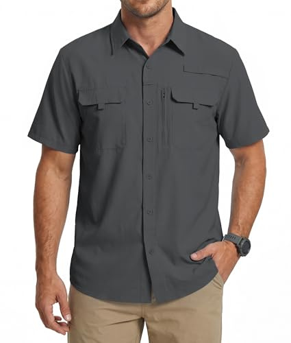 Men's UV Protection Short Sleeve Shirt UPF 50+ Cooling Quick Dry Hiking