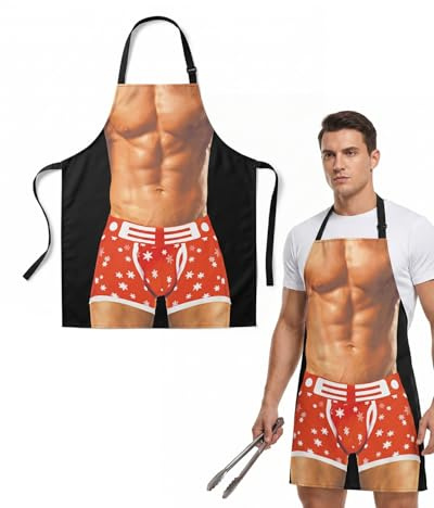 TISCH Muskelmann Grillschürze 1 Stück, lustig & wasserdicht für Herren. Ideales Geschenk für Grillparty, Karneval Kostüm & Vatertag.