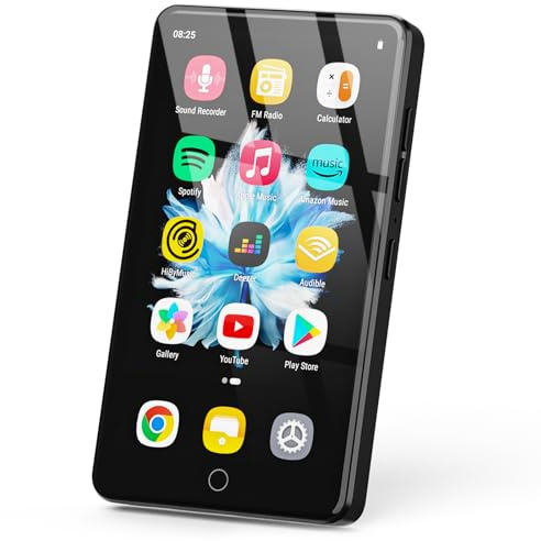 16-GB-MP3-Player mit WLAN und Bluetooth, 4,02-Zoll-IPS-HD-Touchscreen, MP4-Player mit Lautsprechern, Android-Musikplayer mit vorinstallierten Apps wie Spotify, Deezer und Play Store
