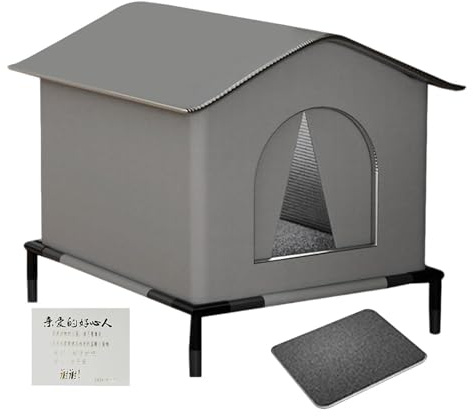 Casa para Gatos Exterior Impermeable | Refugio Exterior con Suelo Elevado | Y Alfombrilla,Refugio Aislado Y para Gatos En Jardín Patio Césped