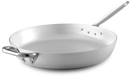 Pentole Agnelli, ALMA11146, Padella Dritta Per Friggere Con 1 Manico Tubolare in Acciaio Inox, Alluminio, Argento