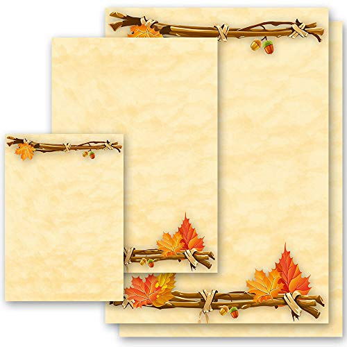 50 Blatt Briefpapier Herbstmotiv HERBSTGOLD Jahreszeiten - Herbst - DIN A4 Format - Paper-Media