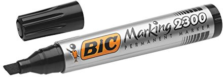 BIC Lot de 3 Marqueurs Permanent MARKING 2300 Pte Biseau Large Noir
