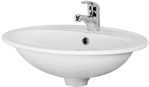GB Keramik - Waschbecken/Einbauwaschtisch 53,5 x 41 cm oval, weiß mit 1 Hahnloch