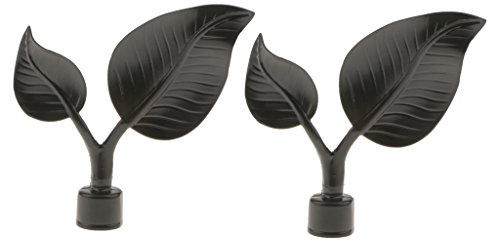 Gazechimp Paar 22mm Endknopf für Vorhangstange Gardine Vorhang Stange, Blatt Design # 3