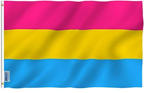 ANLEY Fly Breeze Bandera de orgullo pansexual de 3x5 pies - Color vivo y resistente a la decoloración UV - Encabezado de lona y doble costura - Banderas LGBT omnisexuales Poliéster con arandelas