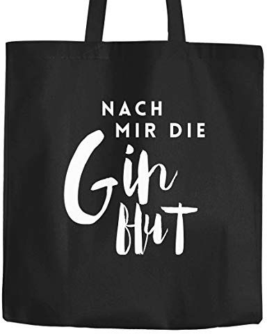 MoonWorks Jutebeutel Nach mir die Ginflut Gin Gin-Spruch Baumwolltasche Stoffbeutel Tragetasche schwarz 2 lange Henkel