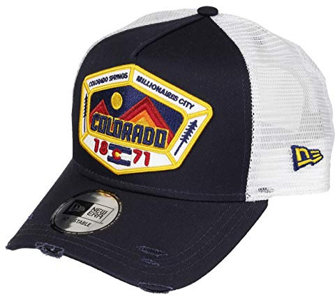 NEW ERA - Cap - Adjustable A-Frame Trucker Cap - Distressed Patch - Olive/White