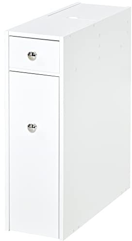 HOMCOM Armario Auxiliar de Baño Mueble de Baño Estrecho con 2 Cajones y Compartimiento Superior con Tapa para Lavabo Ducha 17x48x58 cm Blanco