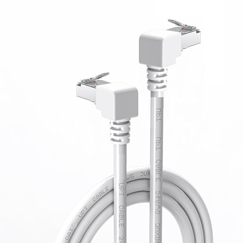 CABLEPELADO LAN-Kabel, RJ45, geflochten, 2 Stück, 90 Grad, Kategorie 5E, für PC, PS4, PS5, Xbox, Smart TV, Server, Gigabit-Daten, 2 m, Weiß
