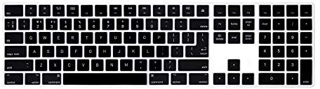 MMDW Black Extended Layout Silicone Keyboard Protective Cover Skin for iMac Magic Keyboard for Numeric Keypad MQ052LL/A (A1843) US/EU Layout Ultra Thin Protector Skin