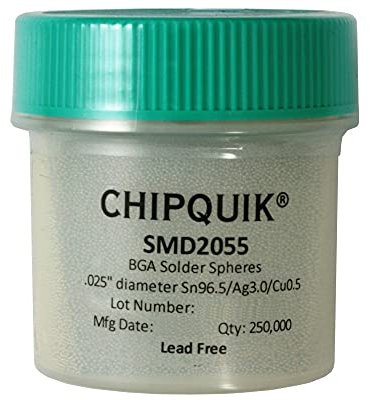Chip Quik Lötkugeln Sn96,5/Ag3.0/Cu0,5 0,63 mm Durchmesser 250 K Flasche