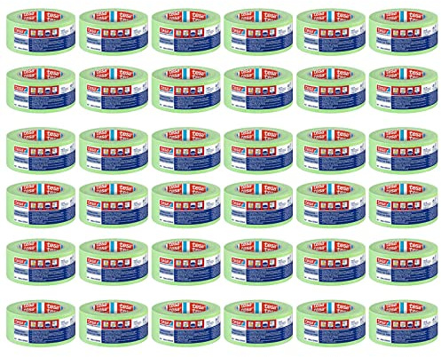 tesa Lot de 36 rubans de nettoyage multi-usages 4621 - Pour travaux de nettoyage et de peinture en intérieur et en extérieur - À coller et à couvrir - Vert clair - 36 x 50 m x 50 mm