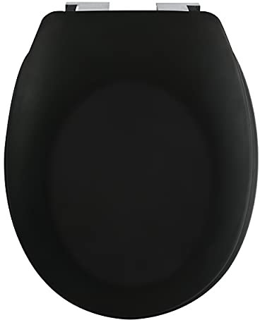 Spirella - Abattant WC Thermo Dur Neela - Charnières en ABS Chromé, Couvercle WC avec Frein de Chute, Fermeture Slow-Close - 44 x 37 x 3 cm - Noir Mat