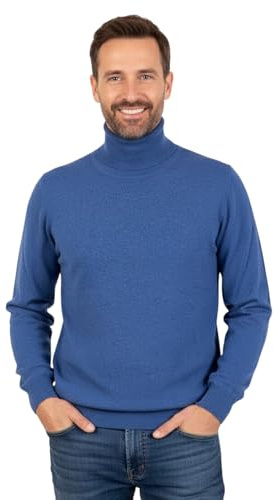 Marenza Pull à col roulé pour Homme en Cachemire à Manches Longues fabriqué en Italie