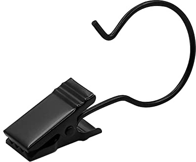 Coideal Large Curtain Clips Hooks - 60 Pack Metal Gutter Christmas Light Hanging Clips for Outdoor Awning Lights, Wire Rod Display (Black)