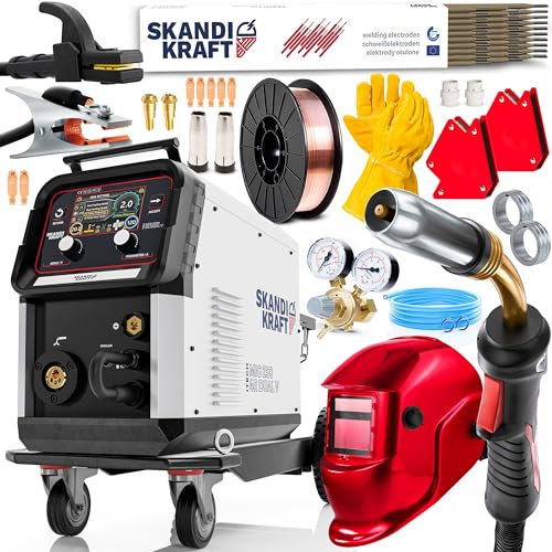 SKANDI KRAFT® iTech MIG 250 4R DUAL V Soldadora Inventer 3 en 1 TIG LIFT, MMA, MIG/MAG 400V / 230V 250A / 200A soldador inverter, soldadora electrica inverter SET PREMIUM