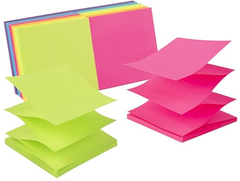 (12 Pack) Pop-up Sticky Notes 3x3 in,Bright Colors Super Sticking Power Memo Pads, 6 Colors, Strong Adhesive