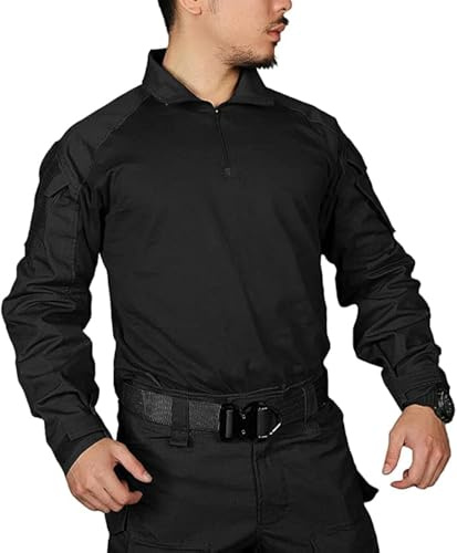 EMERSONGEAR Airsoft skjorta taktisk BDU armé kamouflage paintball t-shirt svart
