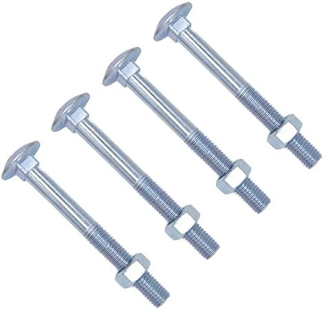 TERF® M12 X 80mm Cup Square Carriage Bolt and Nut M12 (12mm) X 80mm Coach Bolts with Hexagon Nuts - Pack of 4